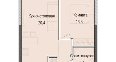 1-к. квартира, 42&nbsp;м²