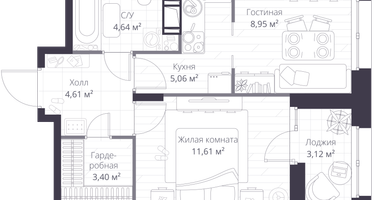 Студия, 39&nbsp;м²