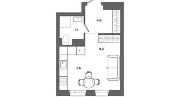 Студия, 23&nbsp;м²