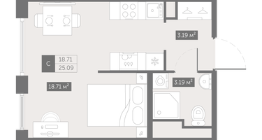 Студия, 25&nbsp;м²