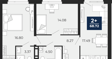 2-к. квартира, 64&nbsp;м²
