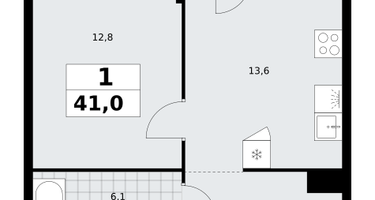 1-к. квартира, 41&nbsp;м²