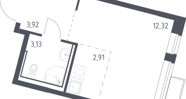 Студия, 22&nbsp;м²