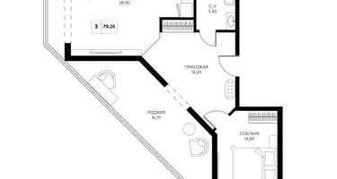 3-к. квартира, 79 м²