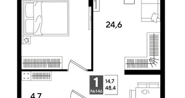 1-к. квартира, 47 м²