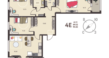 3-к. квартира, 90&nbsp;м²