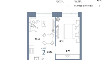 2-к. квартира, 45&nbsp;м²