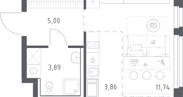 Студия, 24&nbsp;м²