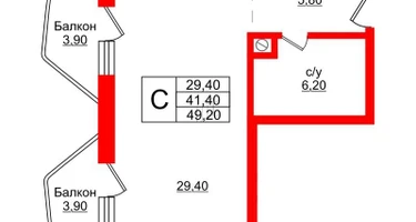 Студия, 49 м²
