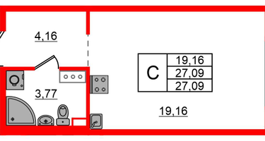 Студия, 27&nbsp;м²