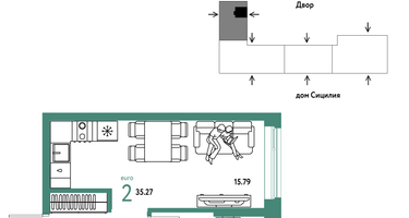 2-к. квартира, 35 м²