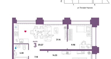 3-к. квартира, 59&nbsp;м²