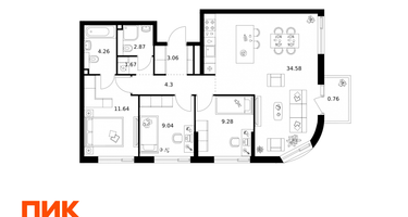 3-к. квартира, 81 м²