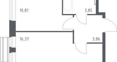 1-к. квартира, 34&nbsp;м²