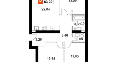 3-к. квартира, 83&nbsp;м²
