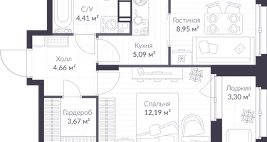 Студия, 40&nbsp;м²