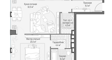 1-комнатная квартира, 76&nbsp;м²