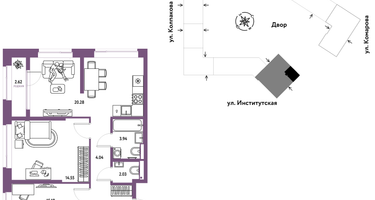 Студия, 70 м²