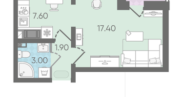 1-к. квартира, 31&nbsp;м²