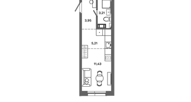 Студия, 23&nbsp;м²