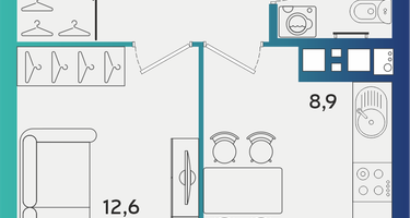 1-к. квартира, 35&nbsp;м²