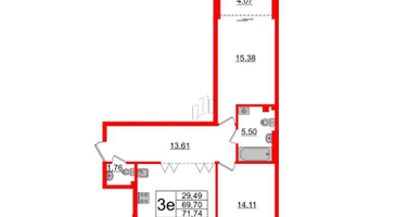 2-к. квартира, 69 м²