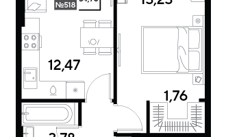 1-к. квартира, 34&nbsp;м²