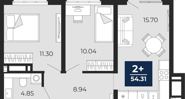 2-к. квартира, 50 м²