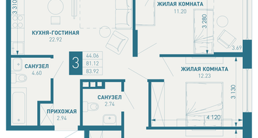 3-к. квартира, 83 м²