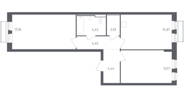 2-к. квартира, 60&nbsp;м²