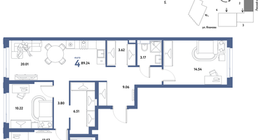 4-к. квартира, 89&nbsp;м²