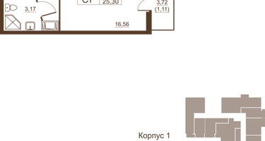 Студия, 25&nbsp;м²