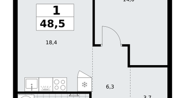 1-к. квартира, 48 м²