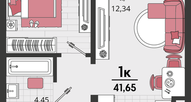 2-к. квартира, 41&nbsp;м²