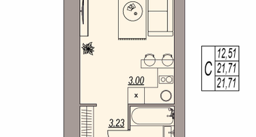 Студия, 21&nbsp;м²