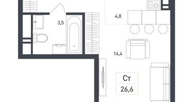 Студия, 26&nbsp;м²