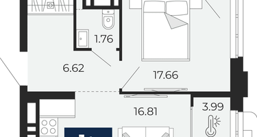 1-к. квартира, 51&nbsp;м²
