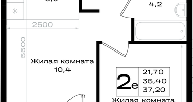 2-к. квартира, 37&nbsp;м²