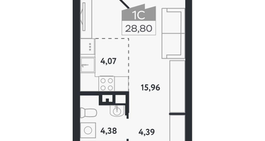 Студия, 28&nbsp;м²