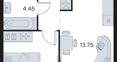 1-к. квартира, 34&nbsp;м²