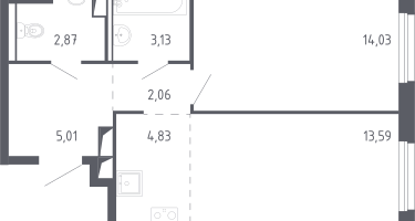 Студия, 44&nbsp;м²