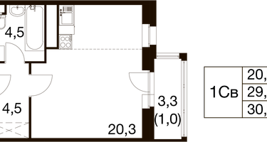 Студия, 28 м²