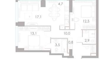 3-к. квартира, 64&nbsp;м²