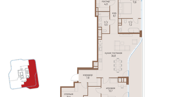 4-к. квартира, 176&nbsp;м²