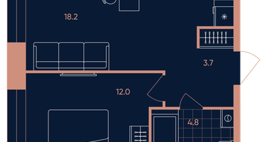 2-к. квартира, 38&nbsp;м²
