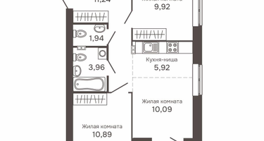 3-к. квартира, 55&nbsp;м²