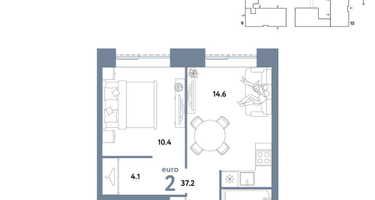 2-к. квартира, 37 м²