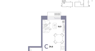 1-к. квартира, 24 м²