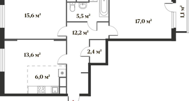 3-комнатная квартира, 72&nbsp;м²