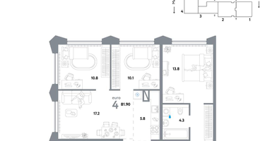 4-к. квартира, 81&nbsp;м²